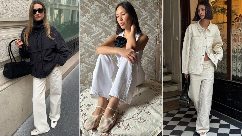 3 French Girl-Approved Outfits with White Jeans + White Flat Shoes