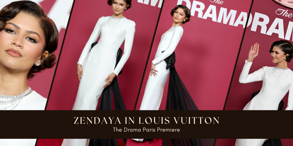 Something New: Zendaya stuns in white Louis Vuitton gown with black train at 'The Drama' Paris premiere