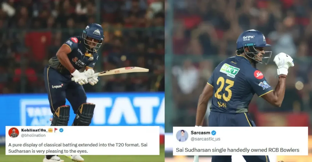 Fans went crazy when Sai Sudarshan scored a brilliant century against RCB in IPL 2026.