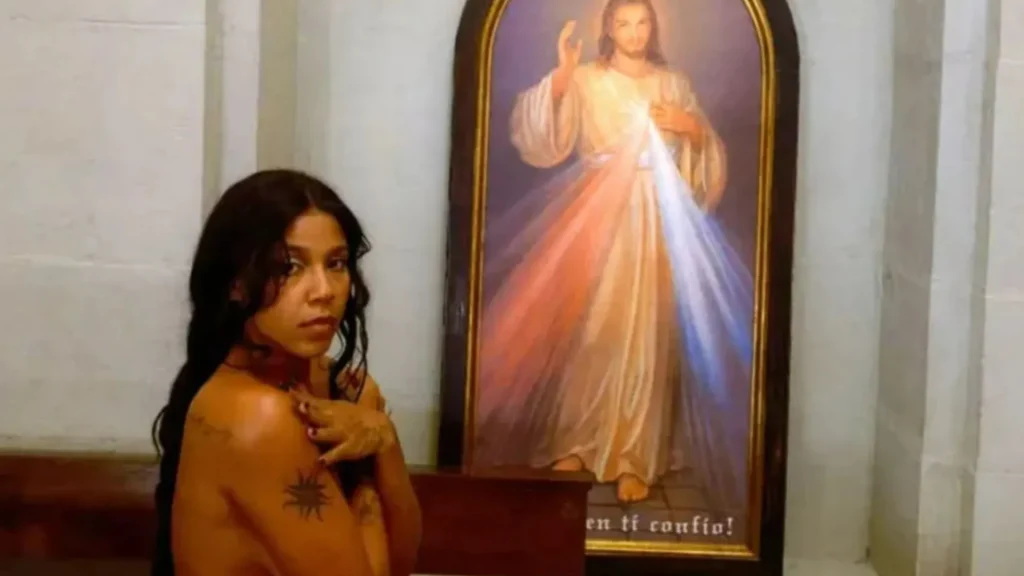 Female rapper Tokischa faces criticism for posing nude for extremely provocative photoshoot in church