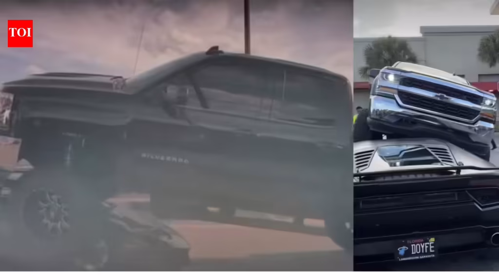 Florida woman runs pickup truck over Lamborghini in parking lot in viral video: 'Insurance company angry'