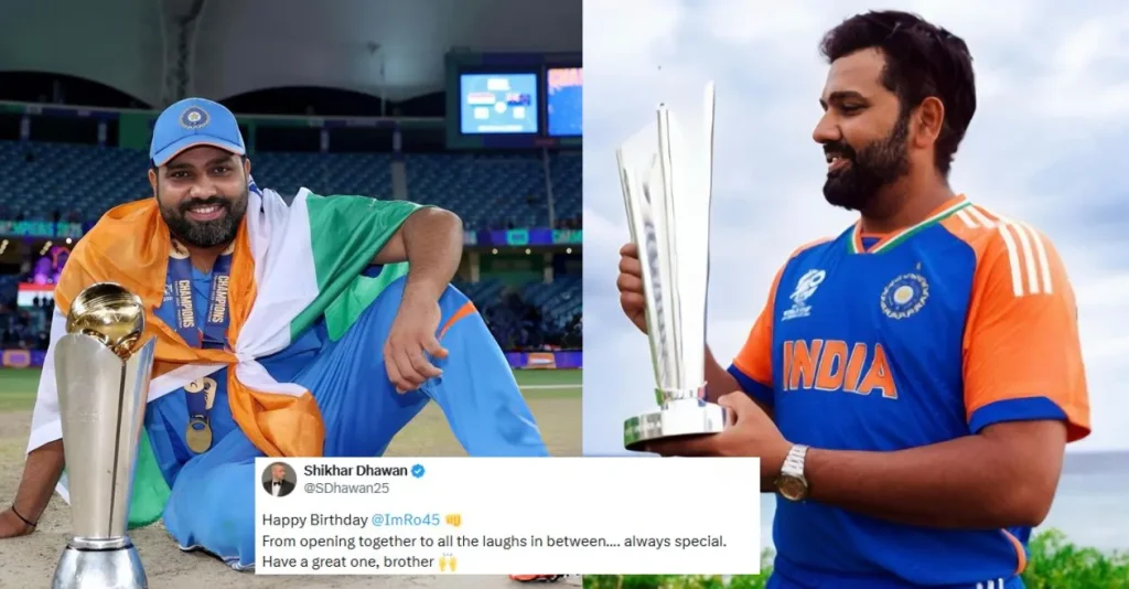 From Shikhar Dhawan to IPL franchises: Indian cricket fraternity wishes Rohit Sharma on his birthday as the star batsman celebrates his 39th birthday.