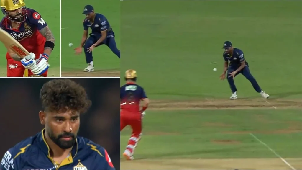 In the RCB vs GT match, Washington Sundar dropped the catch of Virat Kohli on his very first ball.
