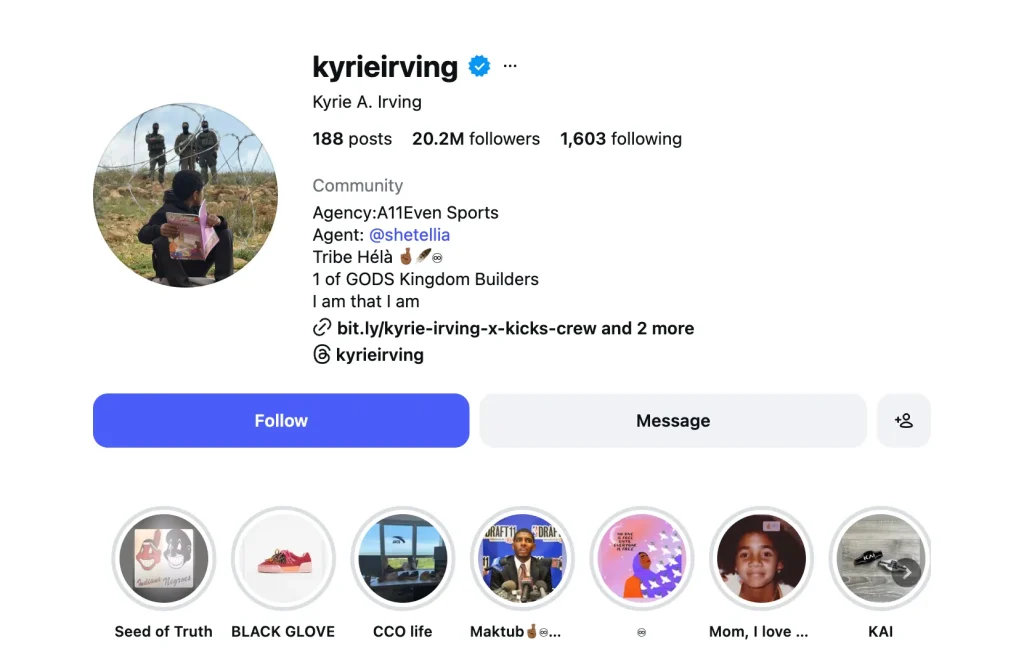 Kyrie Irving changes Instagram photo to show solidarity with Palestine basketball news