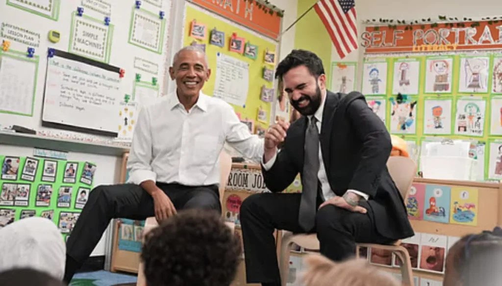 Obama and Mayor Zohran Mamdani team up for heart-warming journey into child care