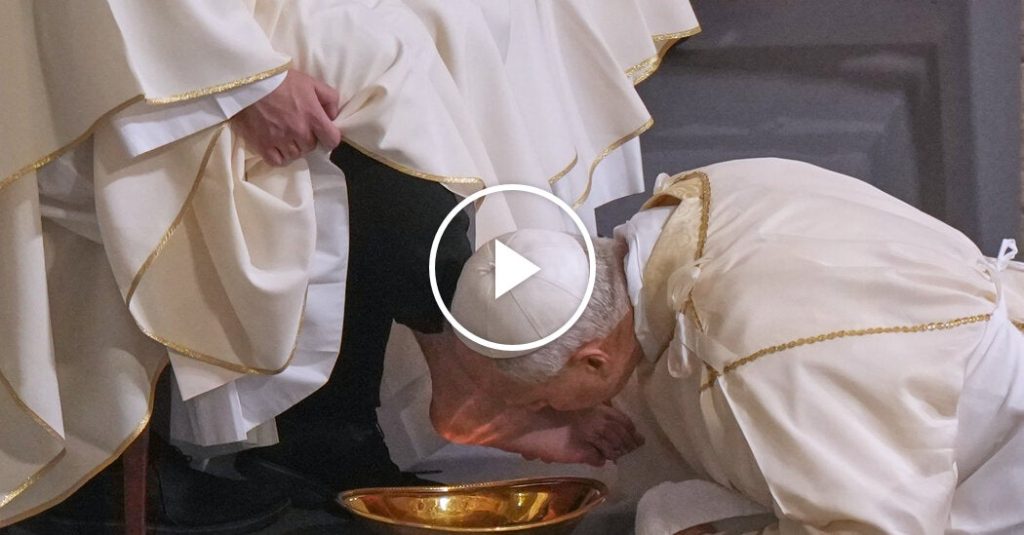 Pope Leo washed the feet of 12 Roman priests on Holy Thursday