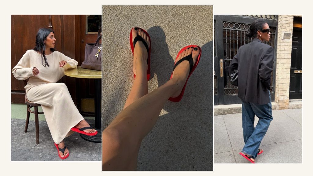 Red and black flip-flops are officially the shoe of the summer Red and black flip-flops are officially the shoe of the summer