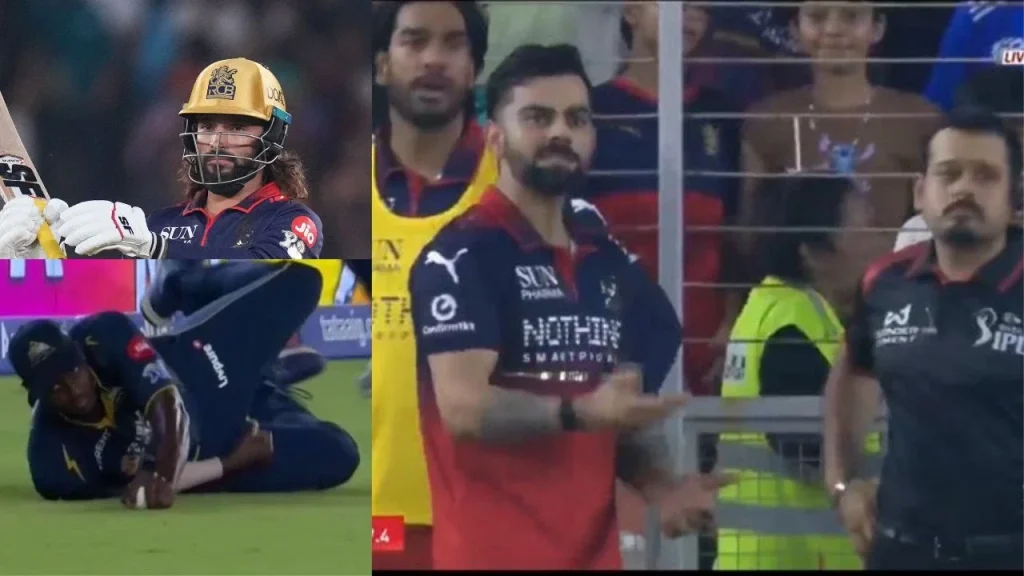Restrict loading? Virat Kohli got involved in a heated argument with the umpire after Jason Holder's controversial catch to dismiss Rajat Patidar in the GT vs RCB clash.
