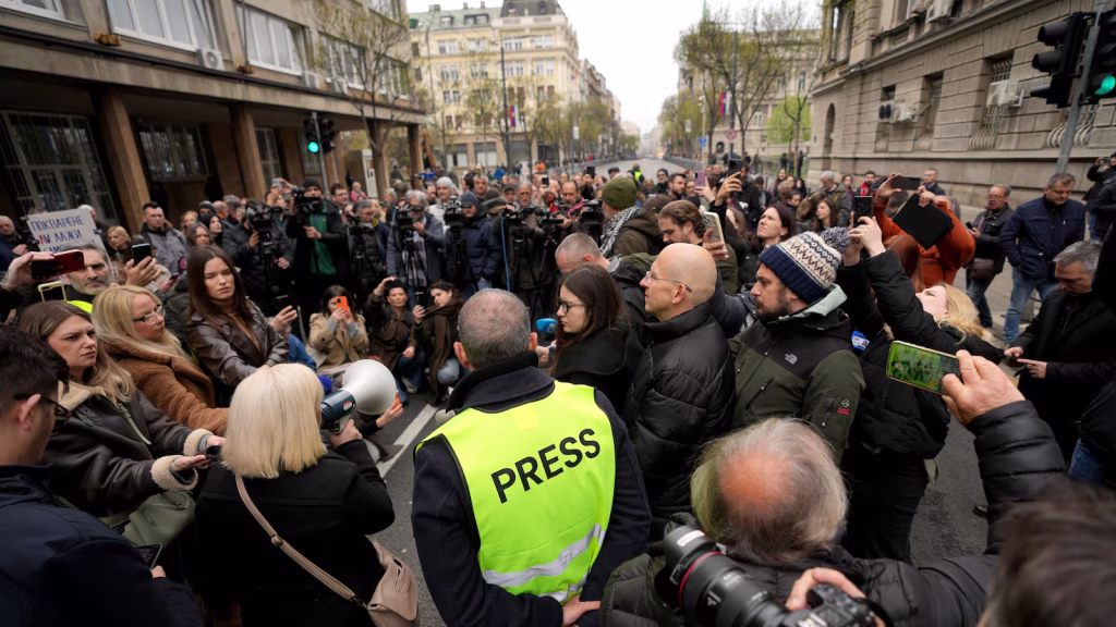 Serbian journalists protest alleged attacks, pressure on media