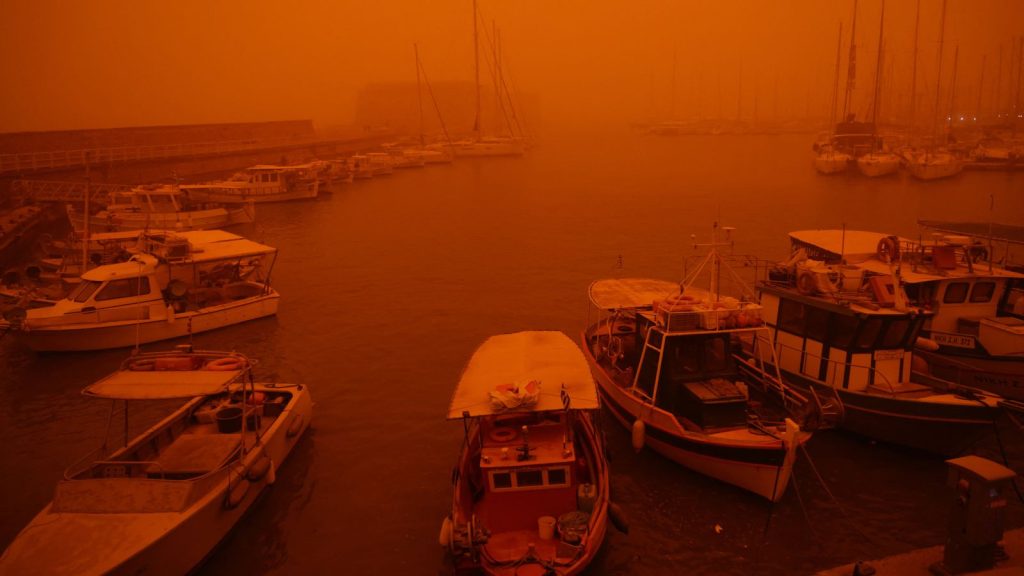 The Greek island of Crete has been blanketed by Saharan dust storms – turning its blue skies blood red World News
