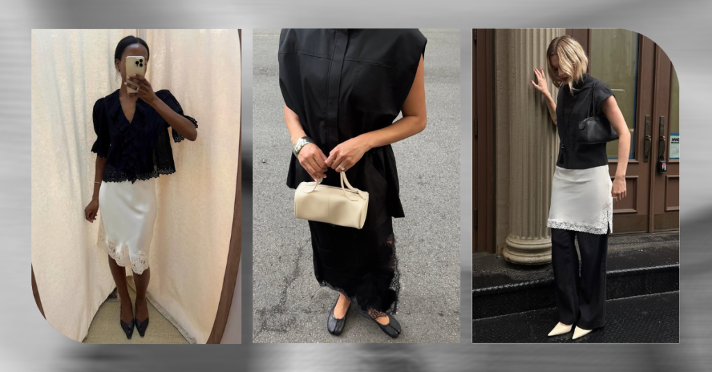 The lace-trim slip skirt is summer's most romantic trend