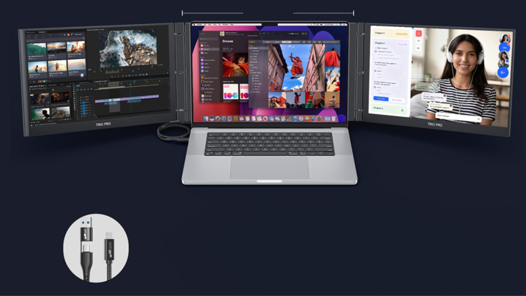 Turn your laptop into a three-screen setup with this portable display add-on