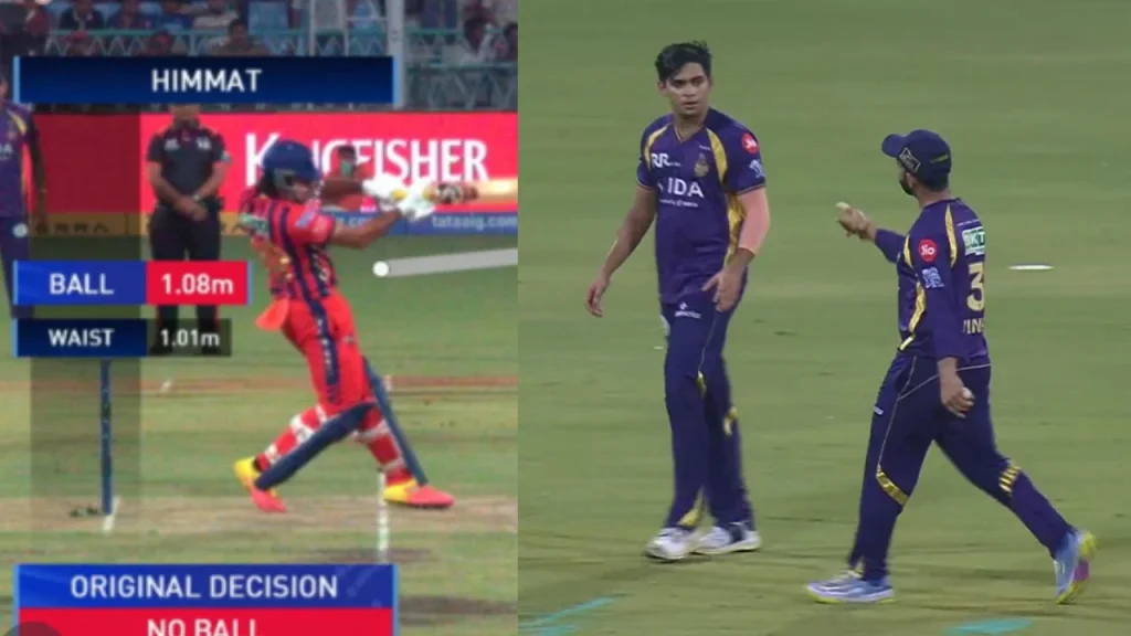 Why was Karthik Tyagi not stopped after two waist-length no-balls in the LSG vs KKR match?
