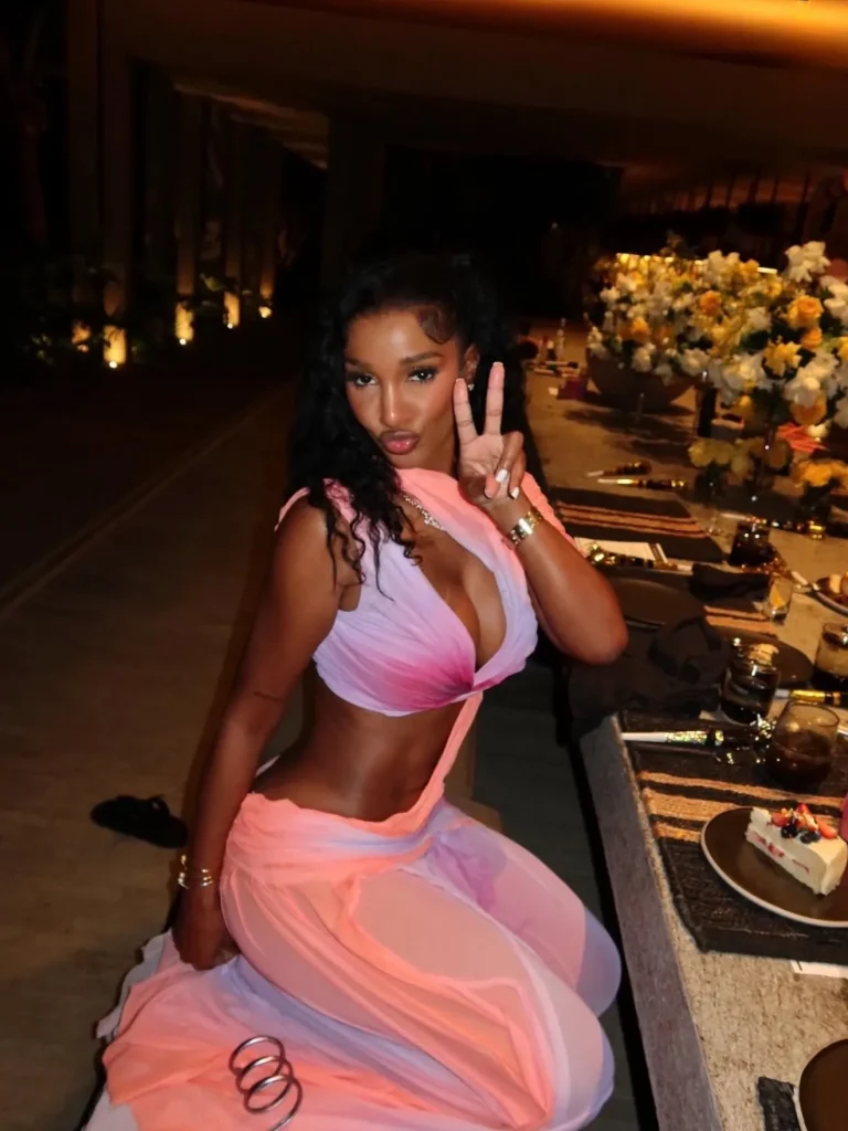 You ask, we answer! Bernice Burgos in orange and pink Depetsa wetlook dress for birthday celebration