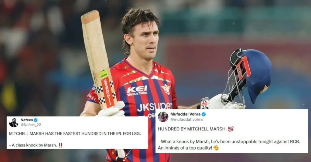 Fans get excited after Mitchell Marsh's sensational century against Royal Challengers Bangalore in IPL 2026