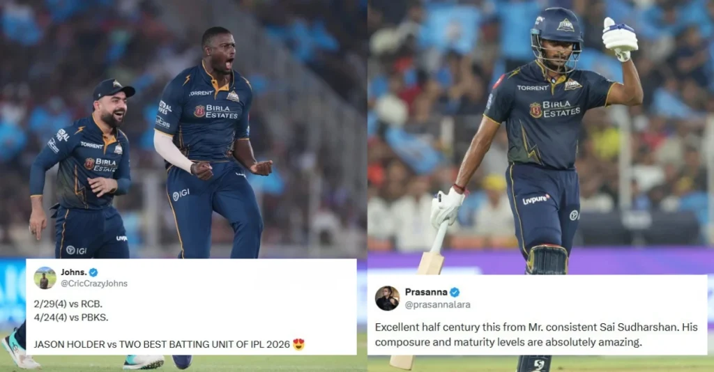 Jason Holder's 4 wickets and Sai Sudarshan's brilliant innings got fans excited as GT won against PBKS in IPL 2026.