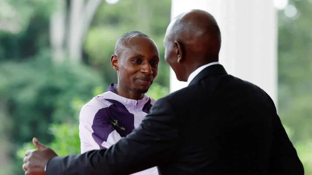 Kenya's Sauve welcomed at State House after historic marathon Exercise