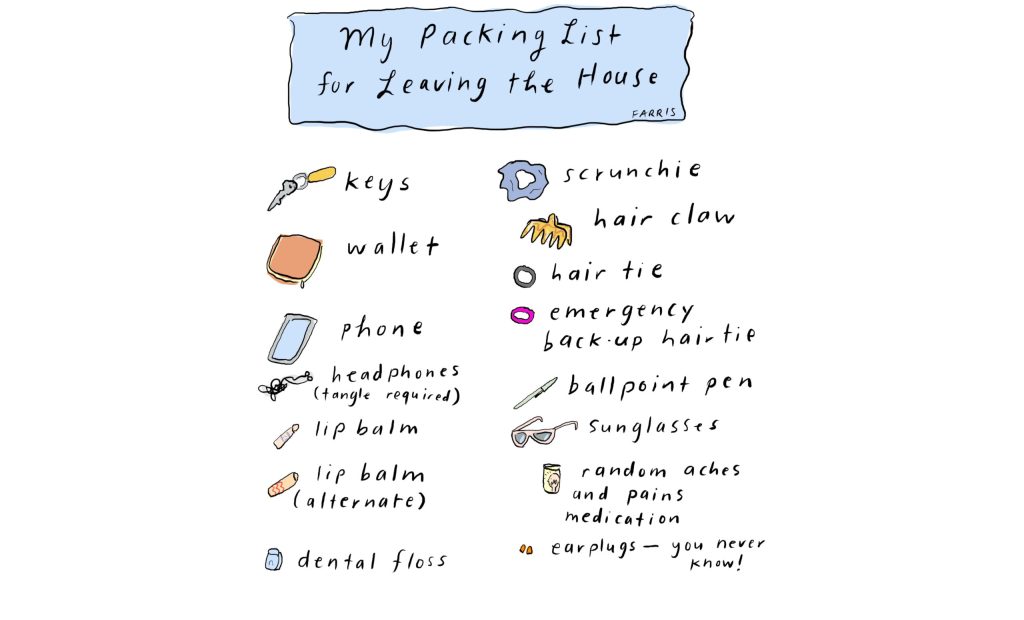 my packing list for leaving home