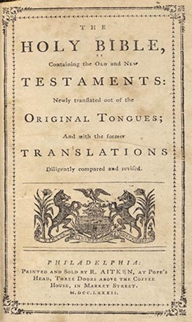 the title page of Aitken's 1782 printing of the Bible