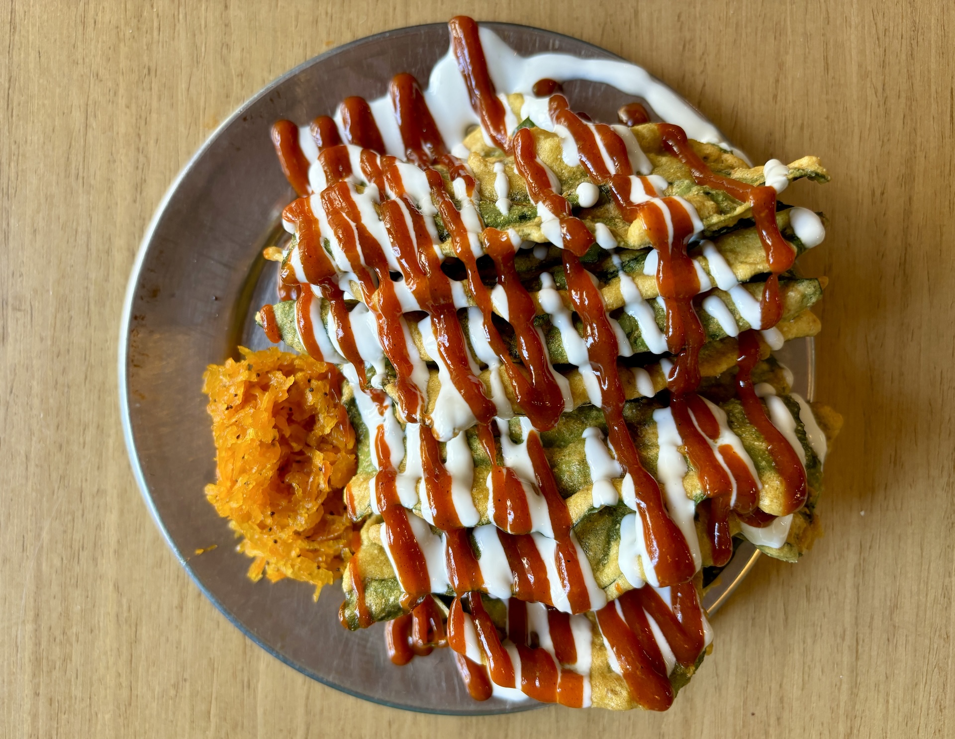 Recipe: Gran Dabbang’s Swiss Chard Pakoras, Carrot Chutney, and Homemade Sriracha Featured Image