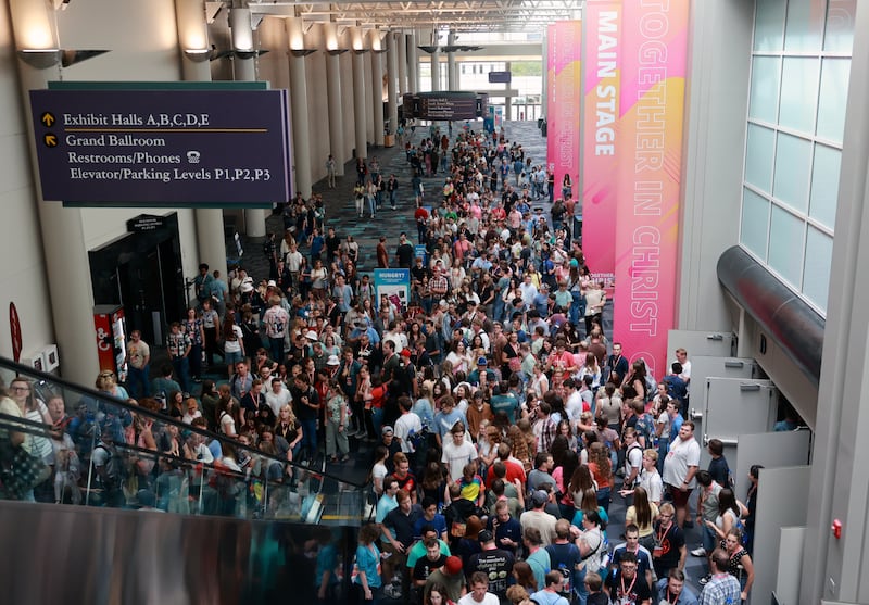 Young single adults attend the 2026 Utah Area YSA Conference at the Salt Palace Convention Center in Salt Lake City on Friday, Aug. 14, 2026.